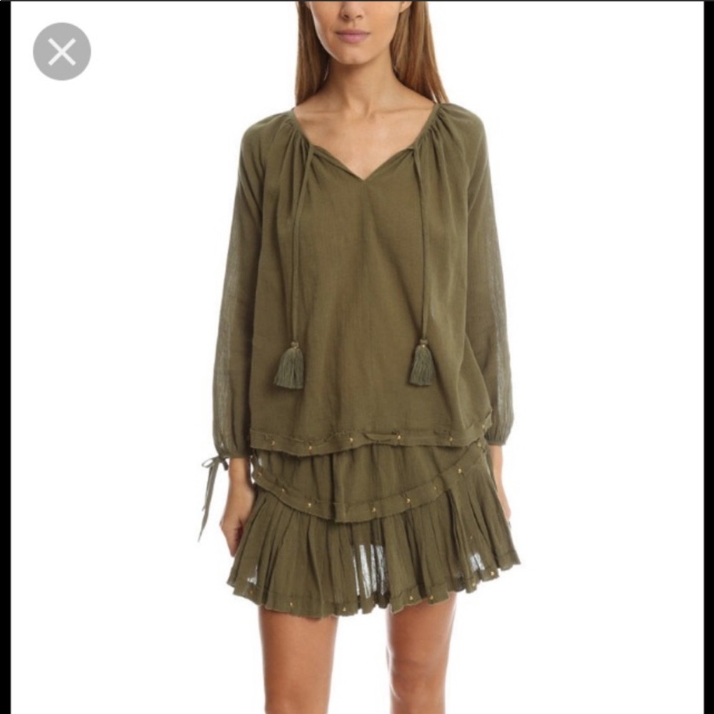 NWOT LoveShackFancy Green Peasant Blouse
